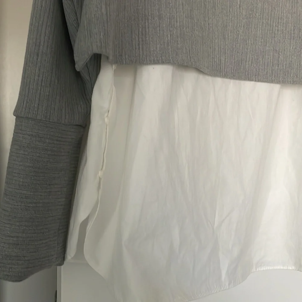 Zara really cool grey crop shirt with attached white button down. Size medium. - Picture 9 of 10